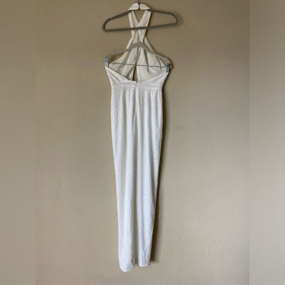 Michael Costello X Revolve Soraya Maxi White Dress Sequins Gown Size S - Picture 9 of 10